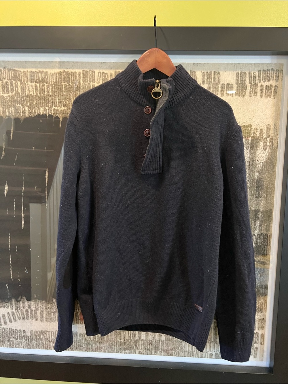 Barbour 100% lambswool with leather trim / elbow patches size M